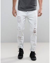 Asos Tapered Jeans With Mega Rps In White