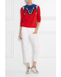 Current/Elliott The Cropped Mid Rise Straight Leg Jeans White