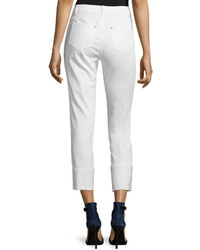 Lafayette 148 New York Thompson Curvy Cuffed Cropped Jeans White