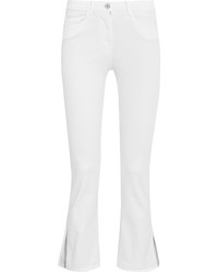 3x1 W2 Split Bell Crop Mid Rise Straight Leg Jeans White