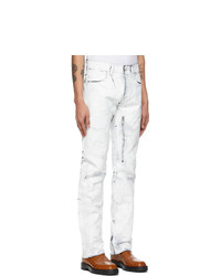 Givenchy White Crackled Painted Zip Jeans