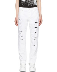 Alexander McQueen White Distressed Jeans