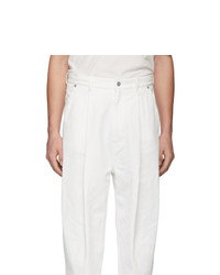 Hed Mayner White Pleated Jeans