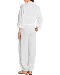 Anjuna Marilu Crochet Paneled Cotton Gauze Jumpsuit White