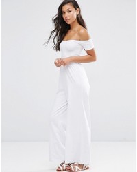 Asos Collection Bardot Jersey Jumpsuit With Wide Leg