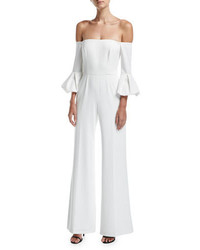 Jay Godfrey Griffith Off The Shoulder Puff Sleeve Wide Leg Jumpsuit