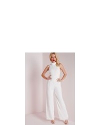 Missguided High Neck Wide Leg Jumpsuit White