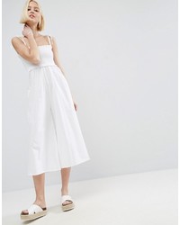 Asos Jumpsuit In Cotton With Shirred Bodice