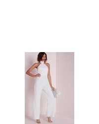 Missguided Cut Away High Neck Jumpsuit White
