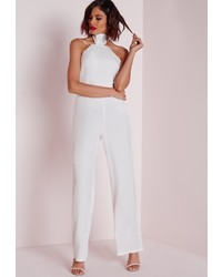 Missguided Cut Away High Neck Jumpsuit White