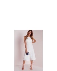 Missguided Double Layer Cut Out Jumpsuit White