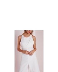 Missguided Double Layer Cut Out Jumpsuit White