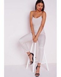 Missguided Silky Strappy Back Jumpsuit Nude