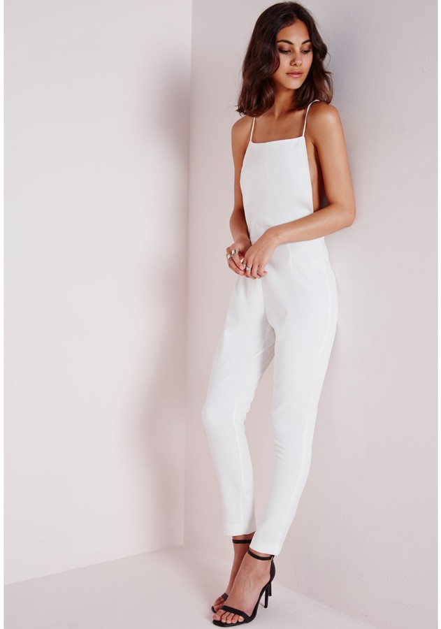 Kijker Lake Taupo Parel Missguided Strappy Back Tailored Jumpsuit White, $70 | Missguided |  Lookastic