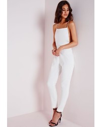 Missguided Strappy Back Tailored Jumpsuit White