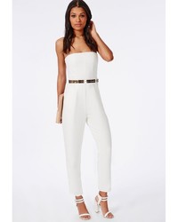 Missguided Tailored Bandeau Jumpsuit Ivory