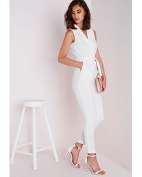 Missguided Sleeveless D Ring Wrap Jumpsuit White
