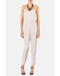Topshop Strappy Satin Jumpsuit Nude 10