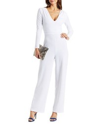Wide Leg V Neck Jumpsuit With Waistband