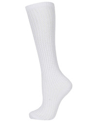 Topshop White Knee High Socks With Airtex Stitching 77% Cotton 21% Nylon 2% Elastane Machine Washable