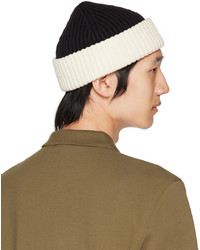 Fred Perry Black Off White Short Ribbed Beanie