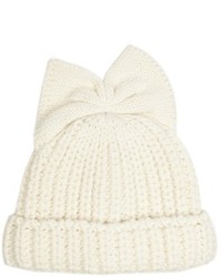 Federica Moretti Bow Detail Knitted Beanie Hat