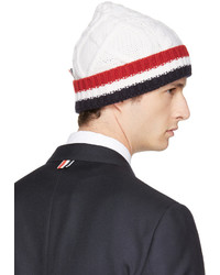 Thom Browne White And Tricolor Merino Aran Cable Beanie