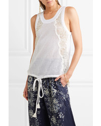 Chloé Lace Paneled Open Knit Cotton Top White