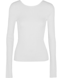 Tibi Lace Up Ribbed Knit Top White