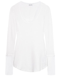 Splendid Nordic Waffle Knit Stretch Supima Cotton And Micro Modal Blend Top Off White