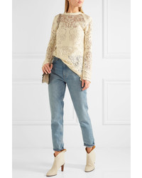 See by Chloe See By Chlo Open Knit Cotton Blend Top Off White