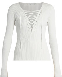 A.L.C. Solana Lace Up Ribbed Knit Top