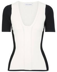 Narciso Rodriguez Two Tone Stretch Knit Top White