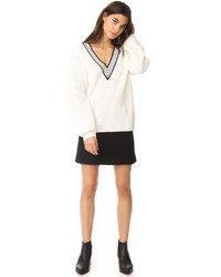 Carven Deep V Cable Knit Sweater