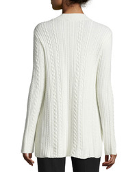 Theory Friselle Cable Knit Vented Sweater Ivory