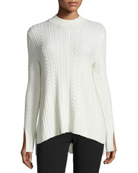 Theory Friselle Cable Knit Vented Sweater Ivory