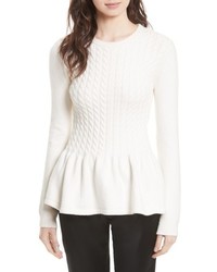 Ted Baker London Mereda Cable Knit Peplum Sweater