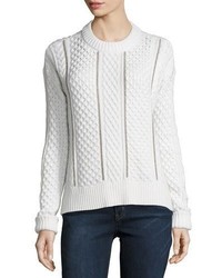 MICHAEL Michael Kors Michl Michl Kors Cable Knit Chain Trim Sweater Cream