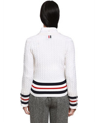 Thom Browne Cashmere Cable Knit Cardigan W Stripes