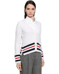 Thom Browne Cashmere Cable Knit Cardigan W Stripes