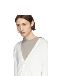 Maison Margiela Off White And Brown Knit Cardigan