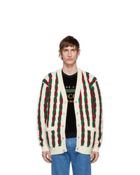 Gucci Off White And Red Wool Cardigan