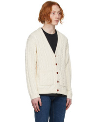 Nudie Jeans Off White Cable Knit Cardigan