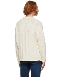 Nudie Jeans Off White Cable Knit Cardigan