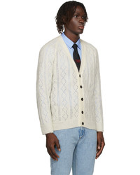 Ernest W. Baker Off White Mohair Open Knit Cardigan