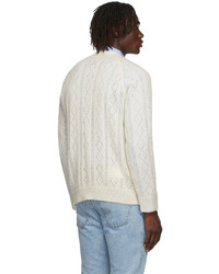 Ernest W. Baker Off White Mohair Open Knit Cardigan