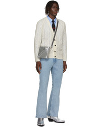 Ernest W. Baker Off White Mohair Open Knit Cardigan