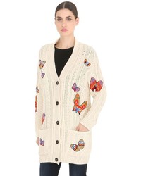 Valentino Butterfly Patches Cable Knit Cardigan