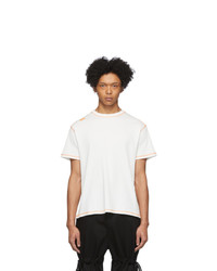 Phlemuns White Contrast Stitch T Shirt