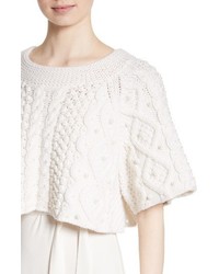 Co Cable Knit Wool Cashmere Crop Sweater